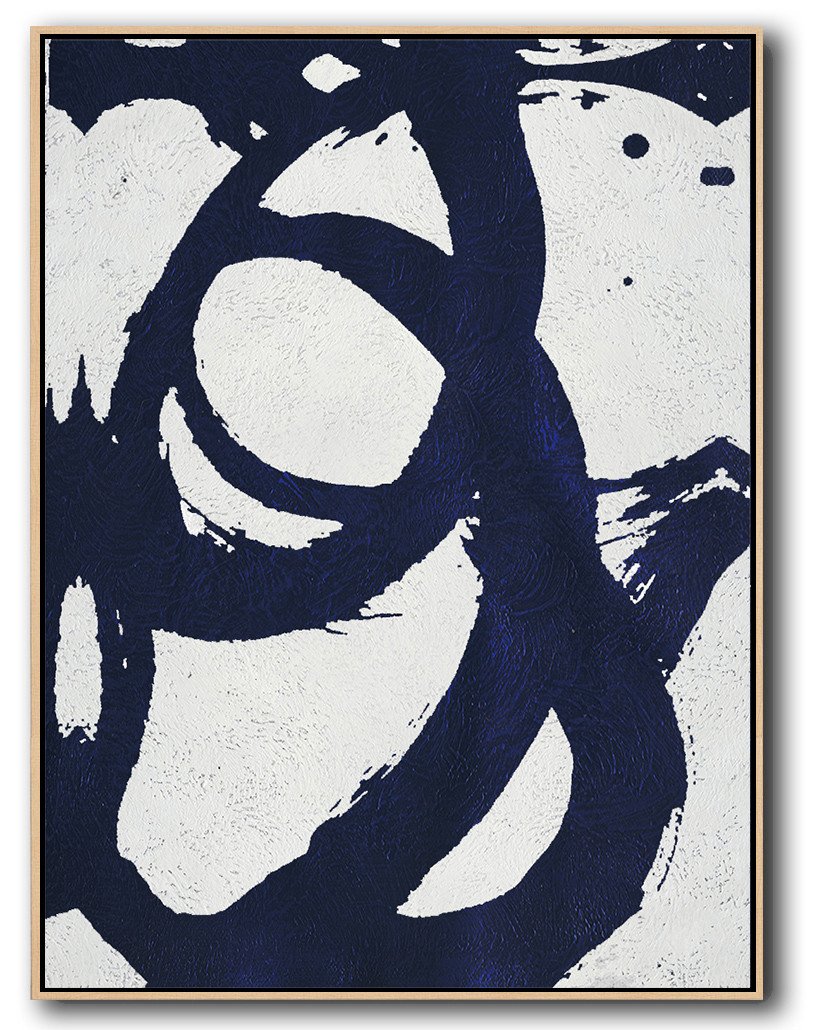 Buy Hand Painted Navy Blue Abstract Painting Online - Get Photo On Canvas Huge